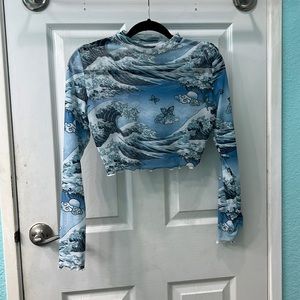 Long sleeve, mesh crop top